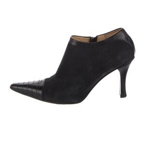 Chanel 2000s Black Pointed Toe Suede Ankle Bootie - Brand Chanel